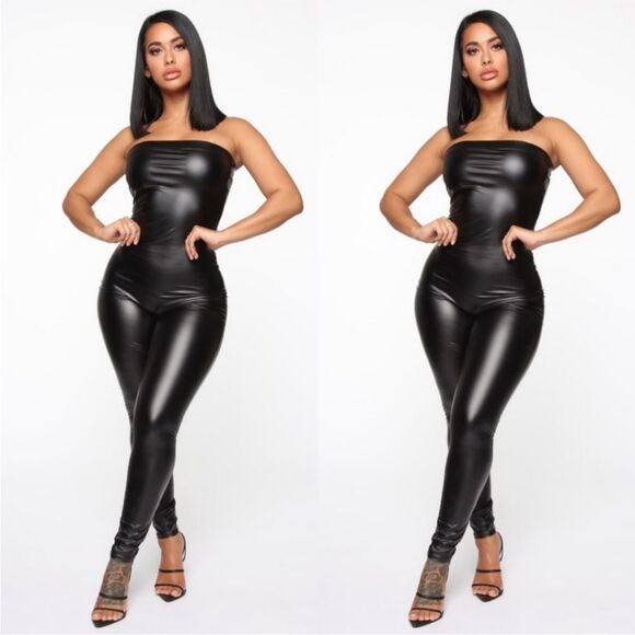 Strapless Leather Jumpsuit 🆕 - Picture 5 of 5